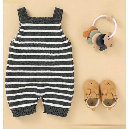 Ins Hot Sale Baby Girls and Boys Striple Sling Knit Romper