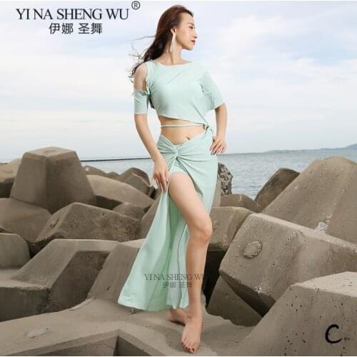 Belly Dance Costume Top Skirt 2pcs Set Belly Dance Oriental Dance Practice Clothes New Women Belly Dance Clothing Printed Skirt