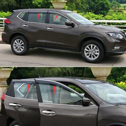 Lapetus Window Visors Awnings Sunny Rain Guard Cover Trim For Nissan X-Trail X Trail / Rogue 2014 - 2020 Protection Kit