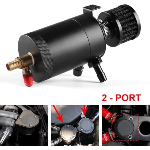 Oil Catch Can Tank 2 Port with Removable Valve Fuel Oil Separator Air Racing Universal Baffled