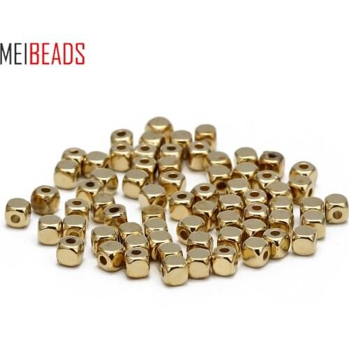 Meibeads 200pcs/lot CCB Gold/Silver Color Plastic Square Shaped Spacers Loose Beads Accessories Fit DIY Bracelet Necklace EY661