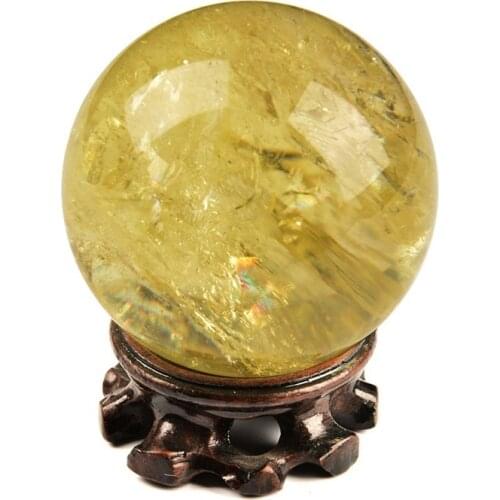 MOKAGY 1pc 60mm-70mm Natural Citrine Ball Yellow Quartz Crystal Sphere For Decoration