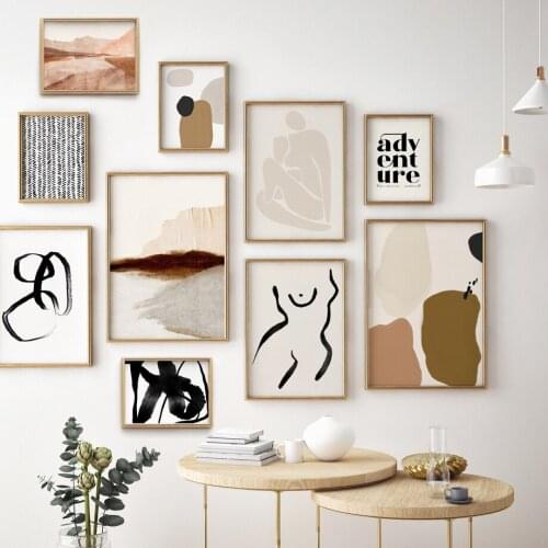 Wall Art Canvas Painting Abstract Landscape Woman Line Color Block Nordic Posters And Prints Wall Pictures For Living Room Decor