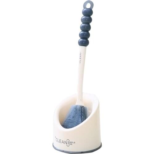 Flat/ Round Type Toilet Cleaning Brush Holder, Fine Pe Bristles, Gourd Long Handle with Hanging Hole, Toilet Deep Clean Brush