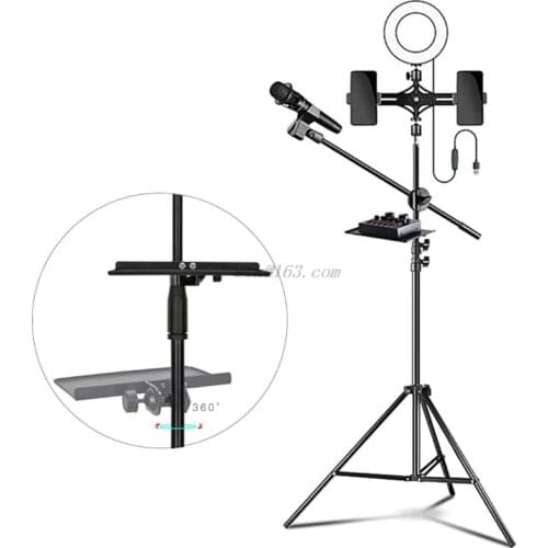 20x13cm/20x14cmSound Card Tray Live Broadcast Microphone Rack Stand Tray Tripod Phone Clamp Holder for Outdoor Singing Device