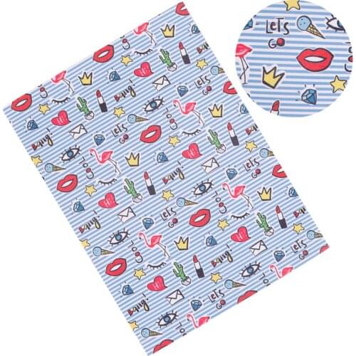 22cm*30cm Synthetic Leather Fabric Sheet Fresh Cactus Printed Pu Fabric For DIY Hairbows Bag Notebook Handmade Crafts Material