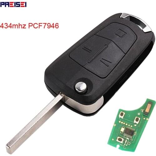 PREISEI 3 Buttons Flip Car Remote key For Vauxhall Opel Vectra C 2002 2003 2004 2005 2006 2007 2008 434mhz PCF7946 Chip