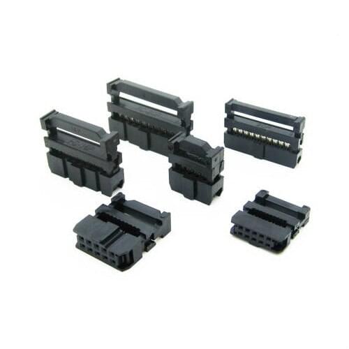 10Pcs Female 2.54mm Pitch FC IDC Connector Socket ISP JTAG Header For Flat Ribbon Cable Sample 6P 8P 10P 12P 14P 16P 18P 20P