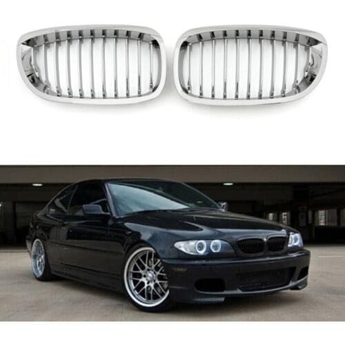 Artudatech Front Fence Grill Grille ABS Chrome Mesh For BMW E46 3Series 2D 2003 2004 2005 3 Series