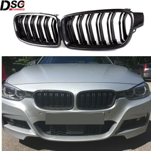 Carbon Fiber Kidney Grill for Bmw 3 Series F30 F31 2012+ Front Bumper Gloss Black Grille
