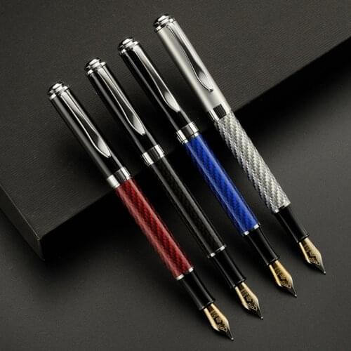 16Pcs Luxury Brand Pens Stationery Office School Supplies Fountain Pen Chinese Red Carbon fiber metal ink Gift pen wholesale