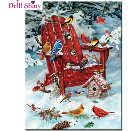 Diy diamond embroidery scenery snow wall sticker icon Diamond Painting cross stitch birds snow square Diamond Pattern decoration