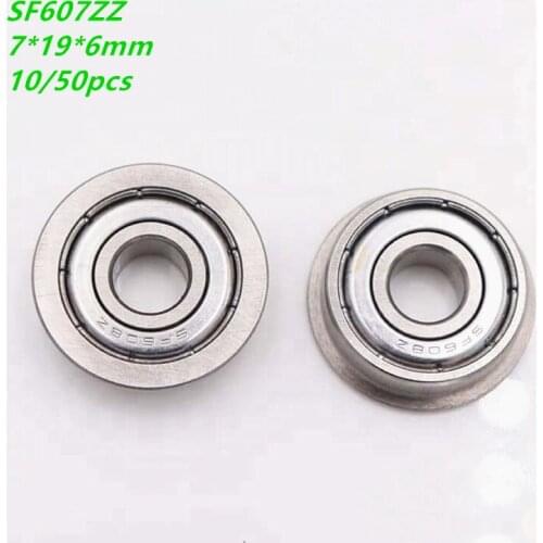 10/50pcs Stainless steel Flanged Deep Groove Ball Bearing SF607ZZ SF607Z SF607 Z ZZ SF607-ZZ 7x19x6mm