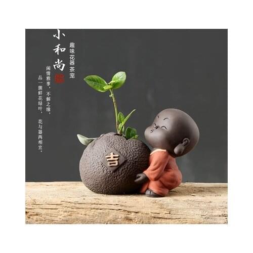 Cute Little Monk Tea Pet Hydroponic Vase Creative Tea Set Pet Decoration Boutique Tea Ceremony Accessories