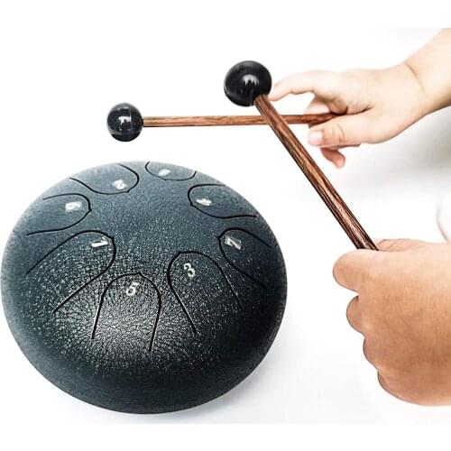 Steel Tongue Drum 8 Notes 6 Inches Chakra Tank Drum Steel Percussion Padded Travel Bag and Mallets Navy