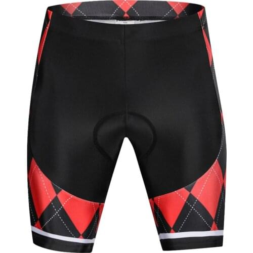 Comfortable 80% Polyester + 20% Spandex Black and Red Grid Summer Cycling Shorts for Outdoor Sports