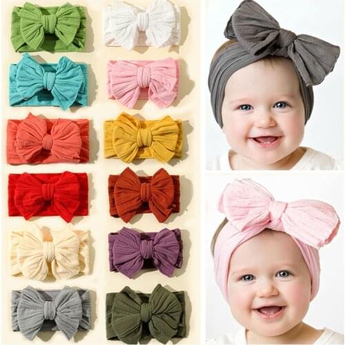 Baby Headband Girls Hair Accessories for Toddler Kids Plain Bow Headwear Turban Bands Bowknot Wrap Super Stretch Hair Wear 0-7T