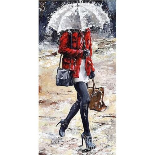 Held An Umbrella Woman Diamond Painting Oil Portrait Round Full Drill Vestibule Nouveaute DIY Mosaic Embroidery 5D Cross Stitch