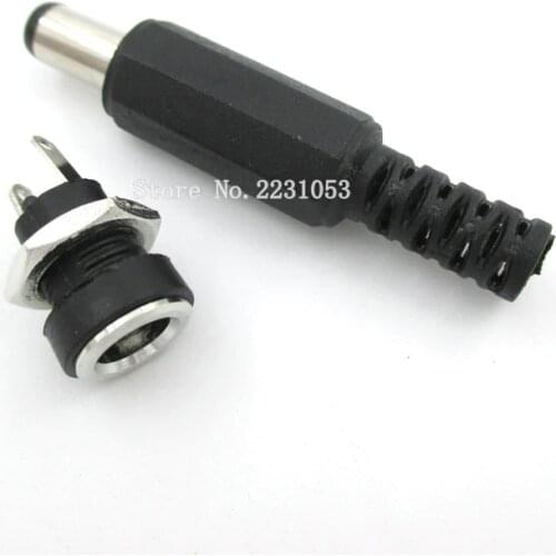 10PCS 5Pair DC Power Connector pin 2.1x5.5mm Female Plug Jack + Male Plug Jack Socket Adapter DC-022B
