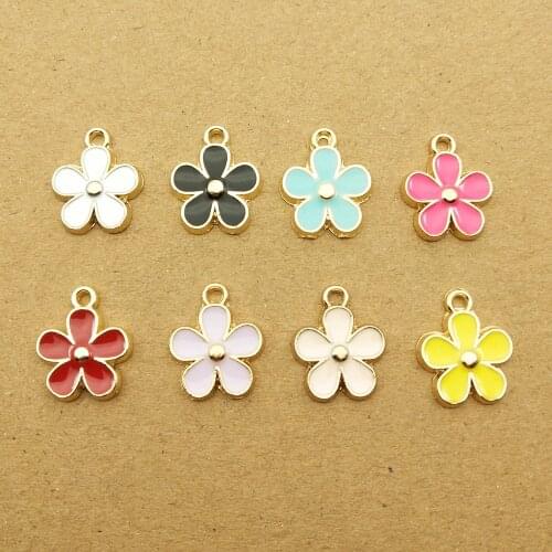 10pcs 13x16mm folwer charm enamel charm for jewelry making fashion earring pendant necklace bracelet charm