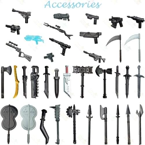 10PCS/LOT Medieval Ancient Rome Military Weapon Building Blocks Action Figure Gun Helmet Armor MOC Educational Toys For Children
