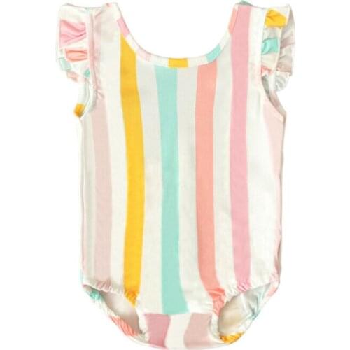 2020 Summer Swimsuit Toddler Baby Kids Girls Beach Swimsuit Swimwear Bikini Set Monokini Rainbow Striped Bathing Suit