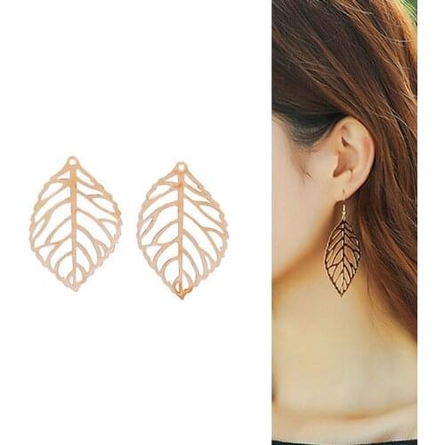 2020New 100Pcs Alloy Hollow Leaves Buttons for DIY eariing or necklace Pendant and Hair accessories EG233