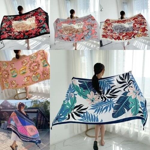 2021 New 90x185cm Twill Cotton Pareo Beach Cover-Ups Women Large Beach Dress Bikini Bathing Swimwear Cover Up Sarong Wrap Scarf