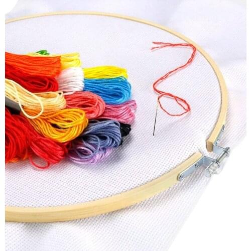 3 Pieces 10 Inch Round Wooden Embroidery Hoops Bamboo Circle Cross Stitch Hoop Ring