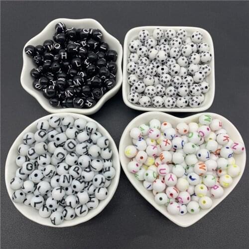50pcs/Lot 8mm Mix Round Letter Beads Acrylic Spaced Beads For Jewelry Making DIY Charms Bracelet Necklac