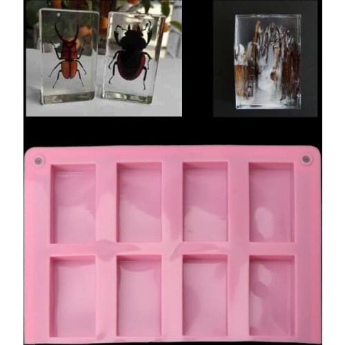 8 Cavities Rectangle Cuboid Silicone Mold Soap Dried Flower Resin Mold DIY Tools R2LE