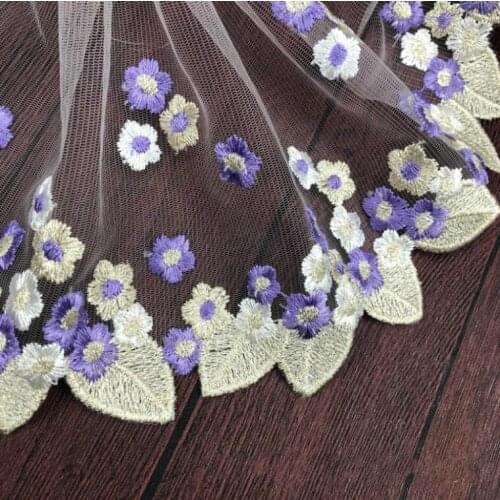 Free Shipping 3 Meters 2019 Hot Sale Purple Gold Mesh Lace Trim 18cm Luxury Embroidery Dark Gold Lace Fabric for Wedding Dresses