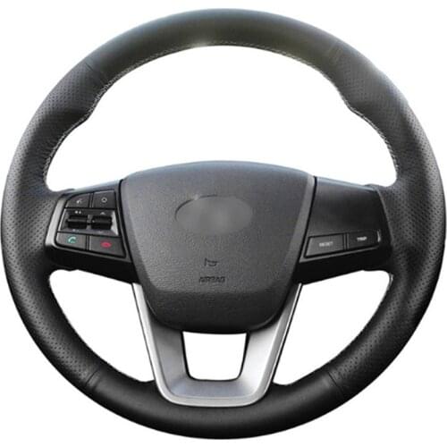 DIY Sewing-on PU Leather Steering Wheel Cover Exact Fit For Hyundai ix25 2014-2016 Creta 2016-2017