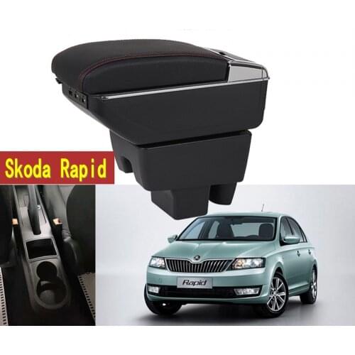 For Skoda Rapid 2013 - 2018 Rotatable armrest box central Store content storage interior car-styling Cup holder with