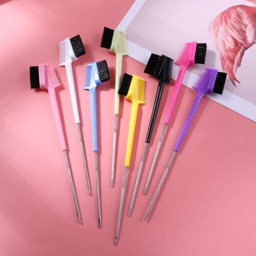Double Sided Hair Edge Brushes Hair Comb Salon Edge Control Brush Tail Hair Styling Detangling Steel Eyebrow Comb Pin Brush Tool