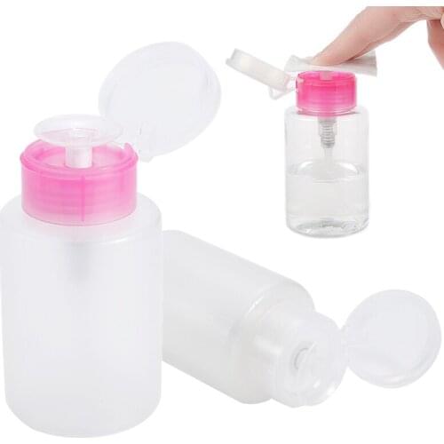 150ml Transparent Refillable Bottles Handy Liquid Container Nail Polish Remover Empty Bottle Press Pumping Dispenser Container