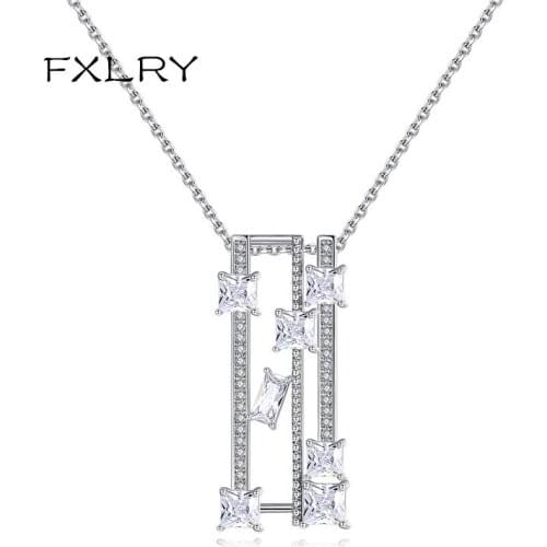 FXLRY New Arrival White CZ Pendant & Necklaces for Trendy Women Dating Fashion Jewelry
