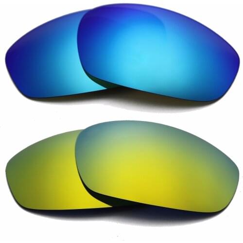 Ice Blue Mirrored & 24K Gold Mirrored Polarized Replacement Lenses for Straight Jacket 2007 Frame 100% UVA & UVB