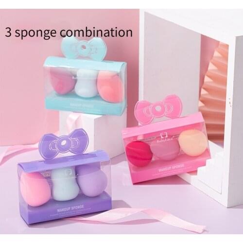 3 Pieces / Set of Makeup Sponge Dry Wet Two 3 In 1 Gourd Water Drip Water Diagonal Puff Cosmetic Cosmetic Kit