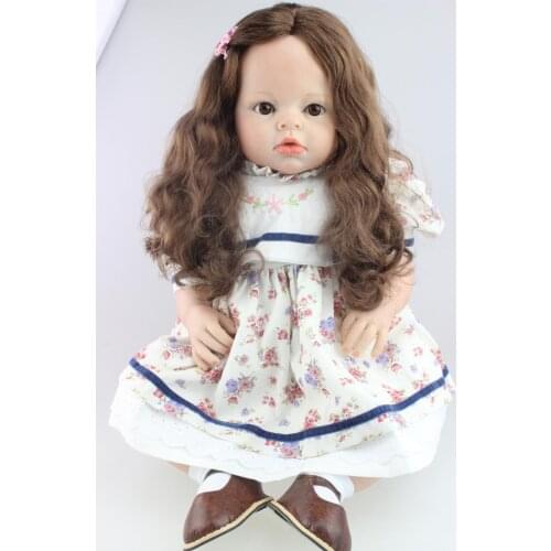 70 cm silicone reborn baby dolls Reborn Toddler Baby Girl doll gift long hair 28" Silicone Vinyl Lifelike clothing model doll