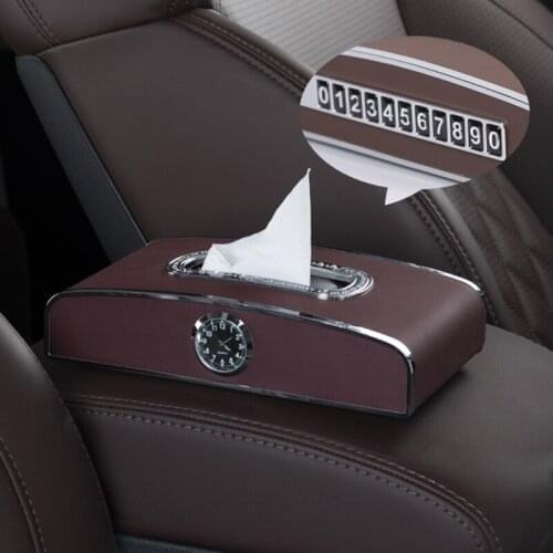 Multi-function Car Clock Tissue Box Cover Rectangular Holder for t.u.k.Car