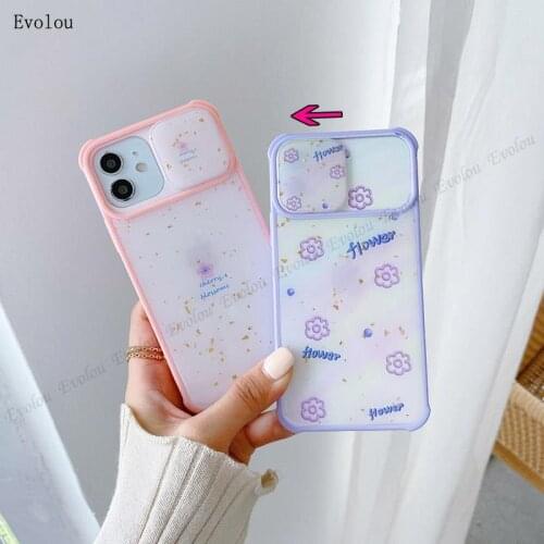 Flower Painting Soft Epoxy Phone Case For Iphone 12 11 Pro XS Max XR Slide Protection Camera Lens TPU Cover For Iphone 8 7 Plus