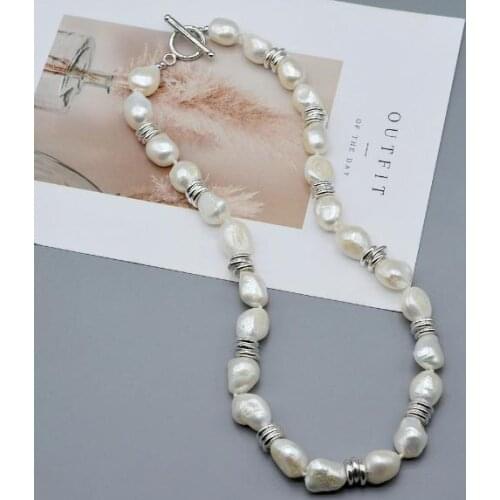 New Favorite Handmade Natural Baroque Pearl Necklace Silver Ring Accessory Necklace Female Wedding Girl Fashion Simple Jewelry