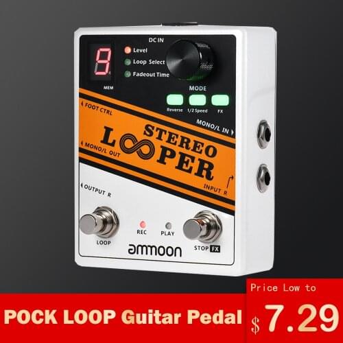 Ammoon STEREO Looper POCK LOOP Guitar Effect Pedal 11 Loopers Max.330mins Recording Time Support 1/2 2X Speed guitar accessories