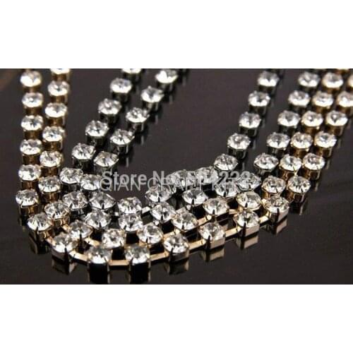Premium 4 strands of 144pcs CZ grade Copper Rhinestone chain silver and gold Plated mixed (SS8/SS14)2.5mm/3.5mm stone