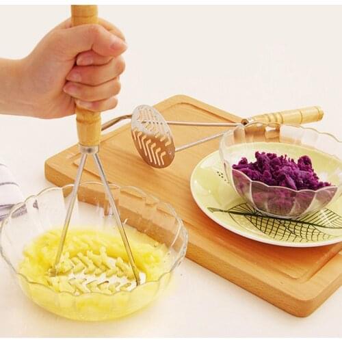 Smooth Mashed Potatoes Fruit Vegetable Tools Press Crusher Potato Masher Stainless Steel Pusher Broad Mashing Plate