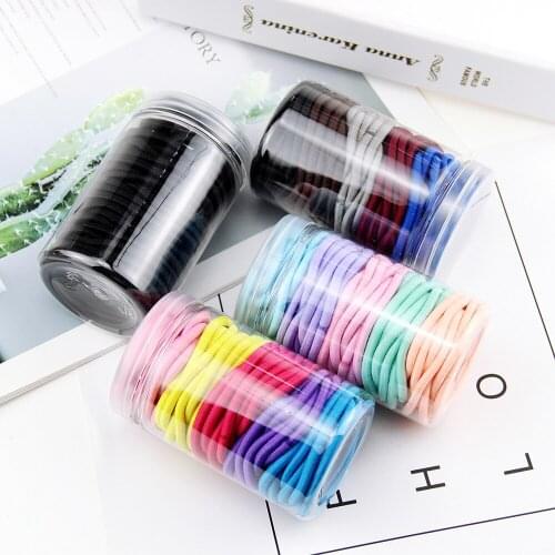 50PCS/Lot Girl Colorful Basic Elastic Hair Bands Ponytail Tie Gum Scrunchie Ring Rubber Bands Children Hairwear Hair Accessories