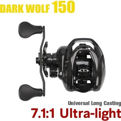 TSURINOYA DARK WOLF150 7KG Max Drag 10+1BB Baitcasting Reel Long Distance Casting Fishing Reel 182g 7.1:1 High Speed Pike Reels