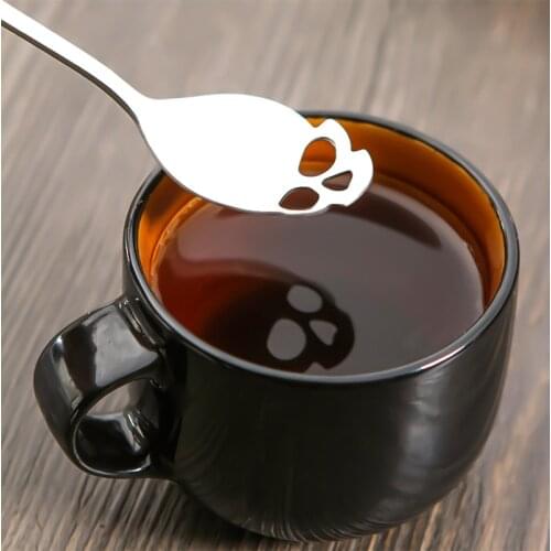 Skull Shaped Sugar Spoon Coffee Teaspoon Stainless Steel Mixing Dessert Novelty Drinking Tea Scoop Tableware Kitchen Tools