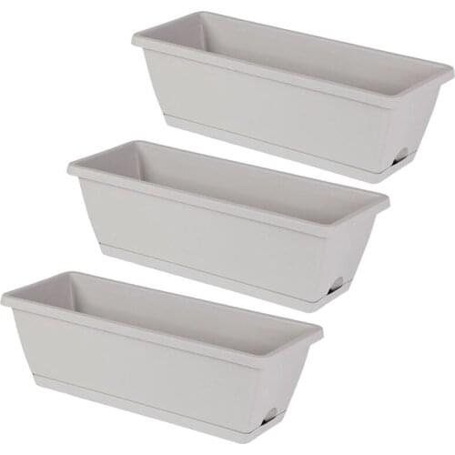 3 Packs Self Watering Planters Rectangular Plant Pot Modern Decorative Flower Pot/Window Box for All House Plants